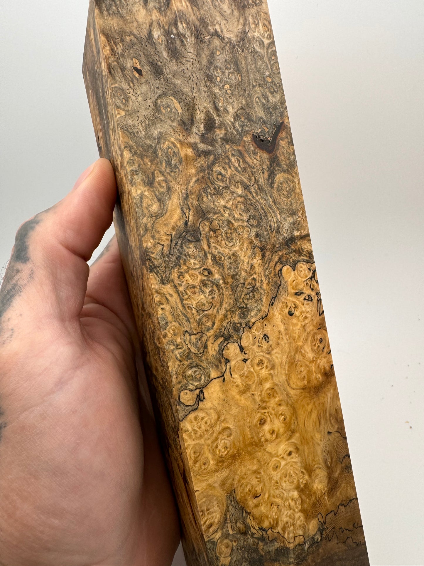 Stabilized Spalted Amboyna Burl Block (2) 7 5/8” x 2” x 1 15/16”