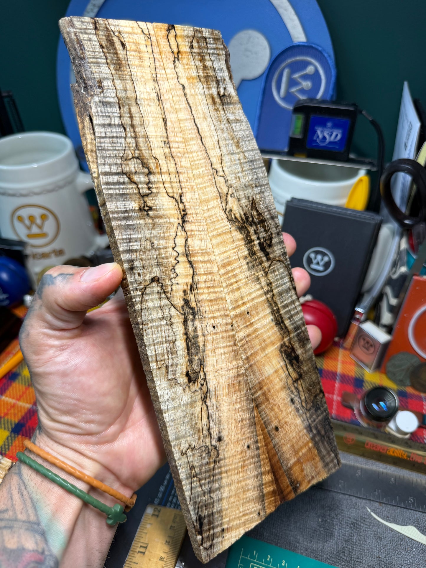 Spalted Curly Koa Scales SK5 8 1/2-10 1/2”x1 7/16-2”x.37