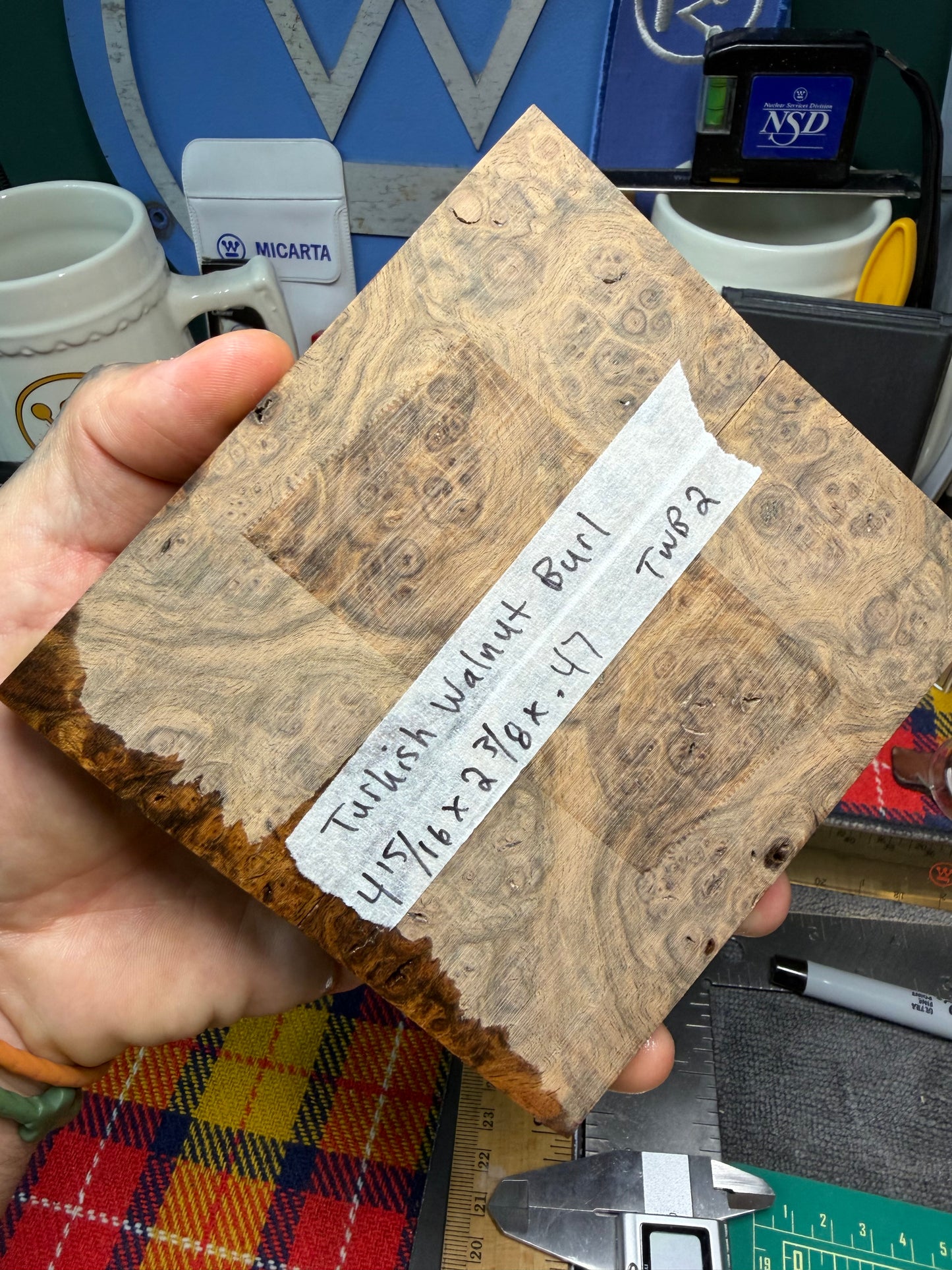 Turkish Walnut Burl Scales TWB2 4 15/16”x2 3/8”x.47”