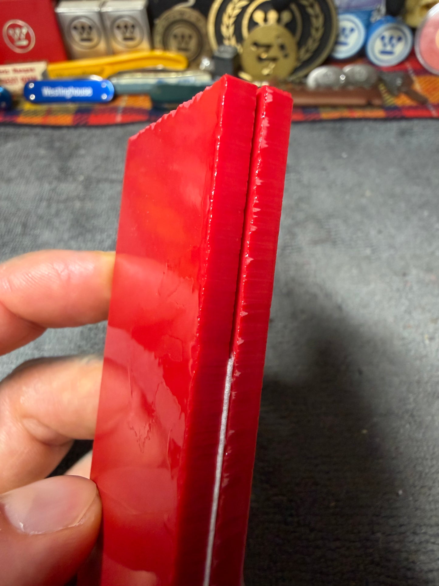 Antique “Candy Apple Red” Philite Scales 5" x 1 1/2" x .15