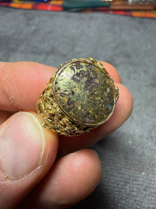 Custom 14kt-24kt Gold Cowboy Ring Size 10 1/2 (26.52 grams)