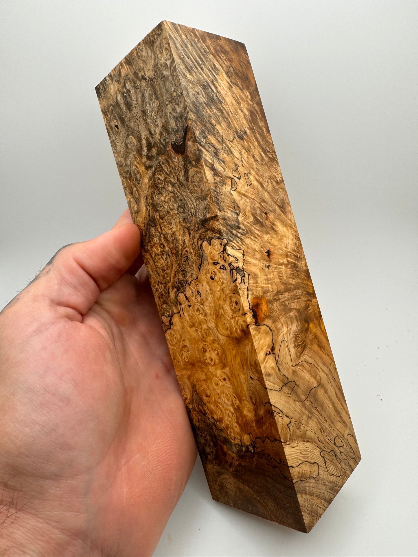 Stabilized Spalted Amboyna Burl Block (2) 7 5/8” x 2” x 1 15/16”
