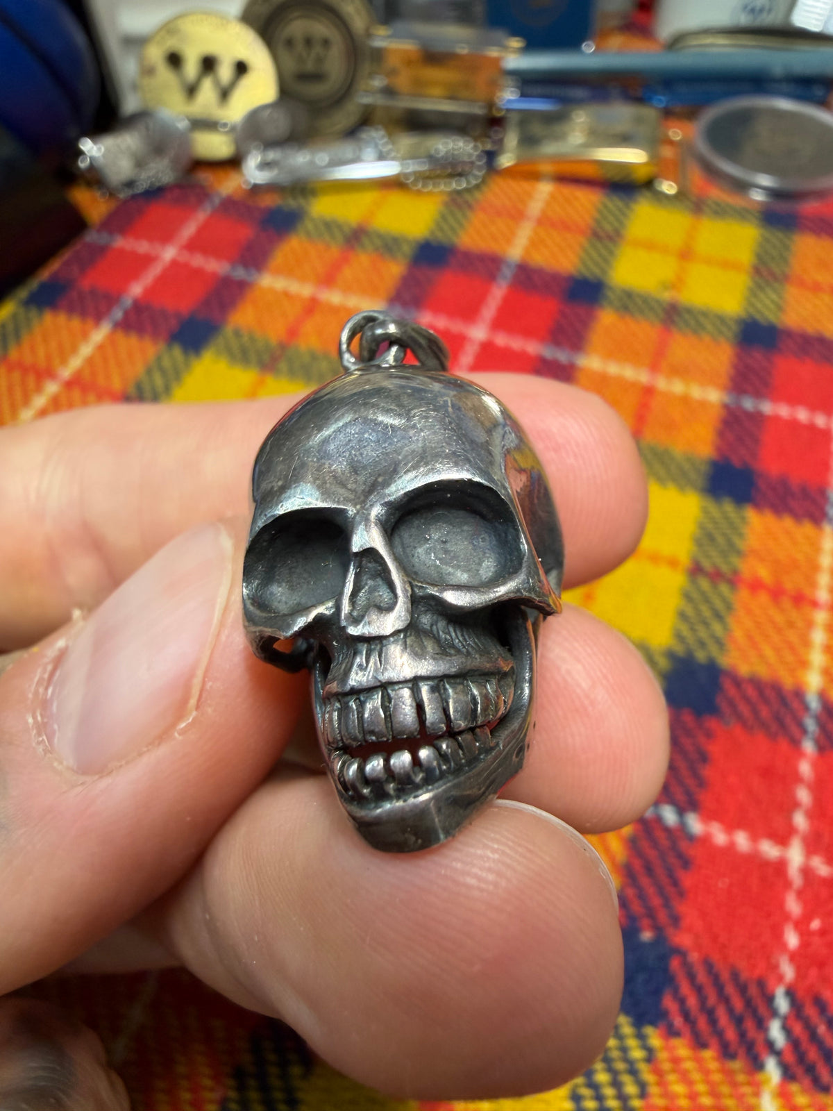 Sterling Silver Skull Stash Box Pendant
