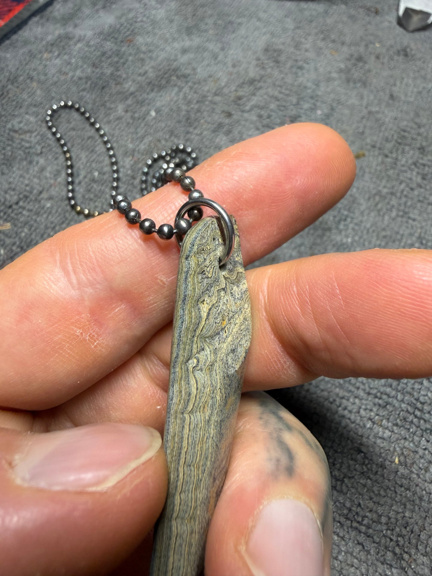 Handmade Caterpillar Fordite Pendant