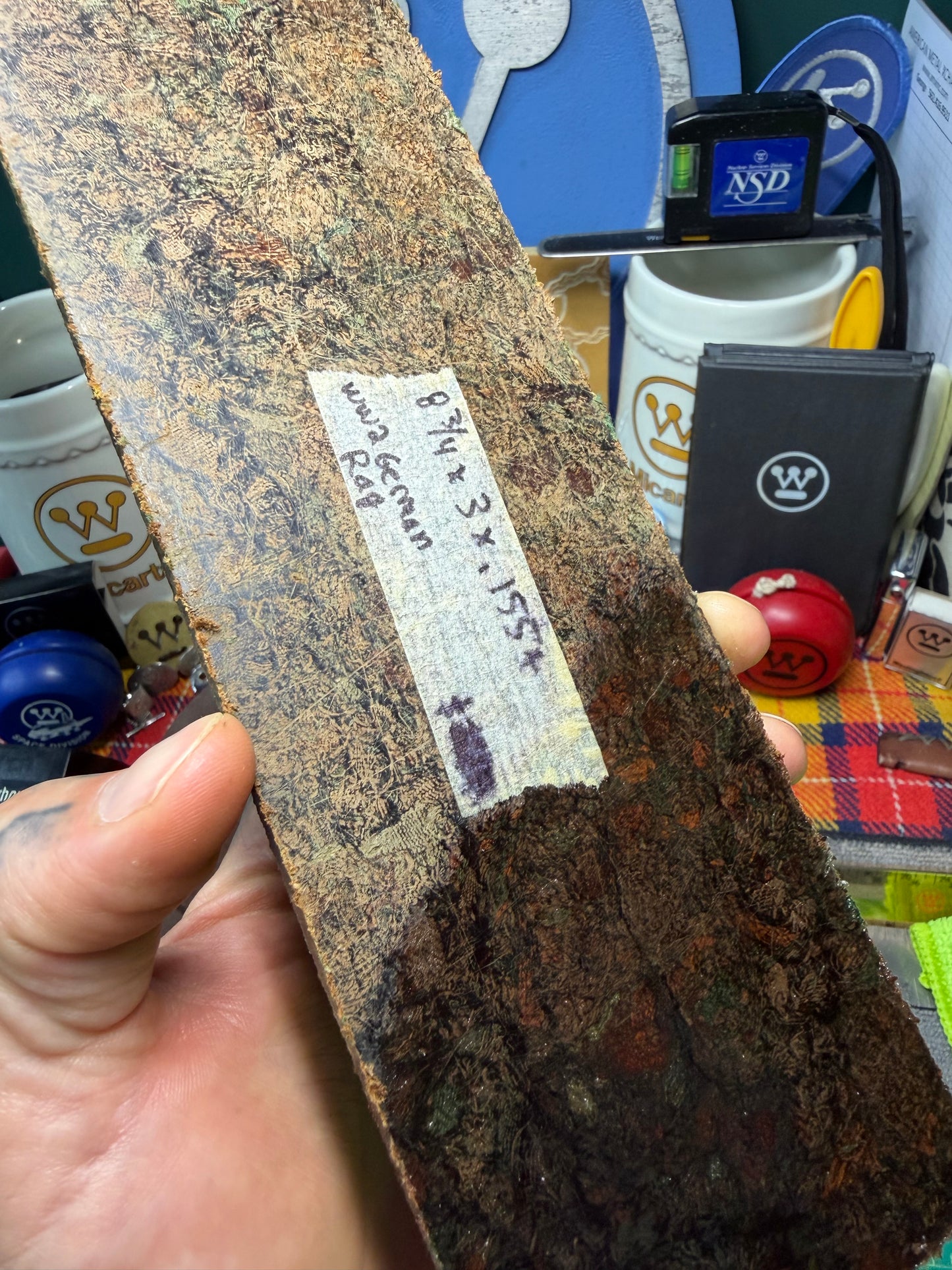 WWII German Multi-Tone Rag Micarta H2 8 3/4”x3”x.155”