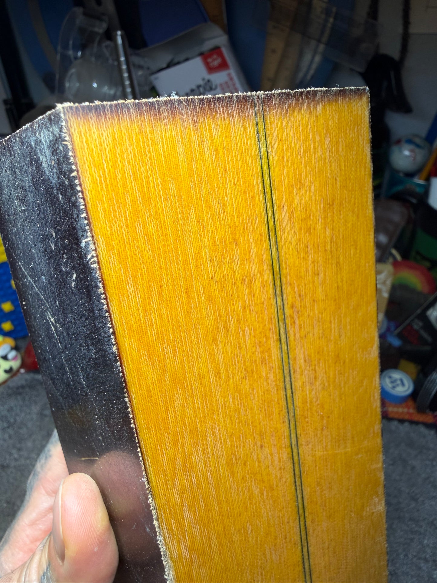 Westinghouse 2 Black-Lined Butterscotch Linen Block 10 5/8”x3 1/16”x2 1/2”