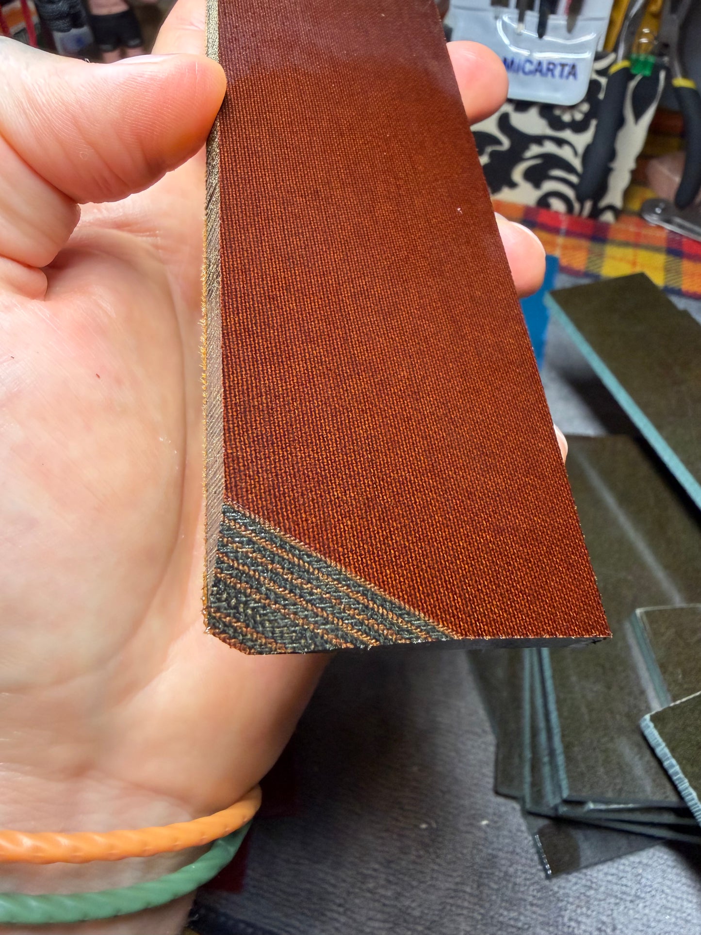 Vintage Layered Linen (Brown/Black) 5” x 2 15/16” x 1/4”