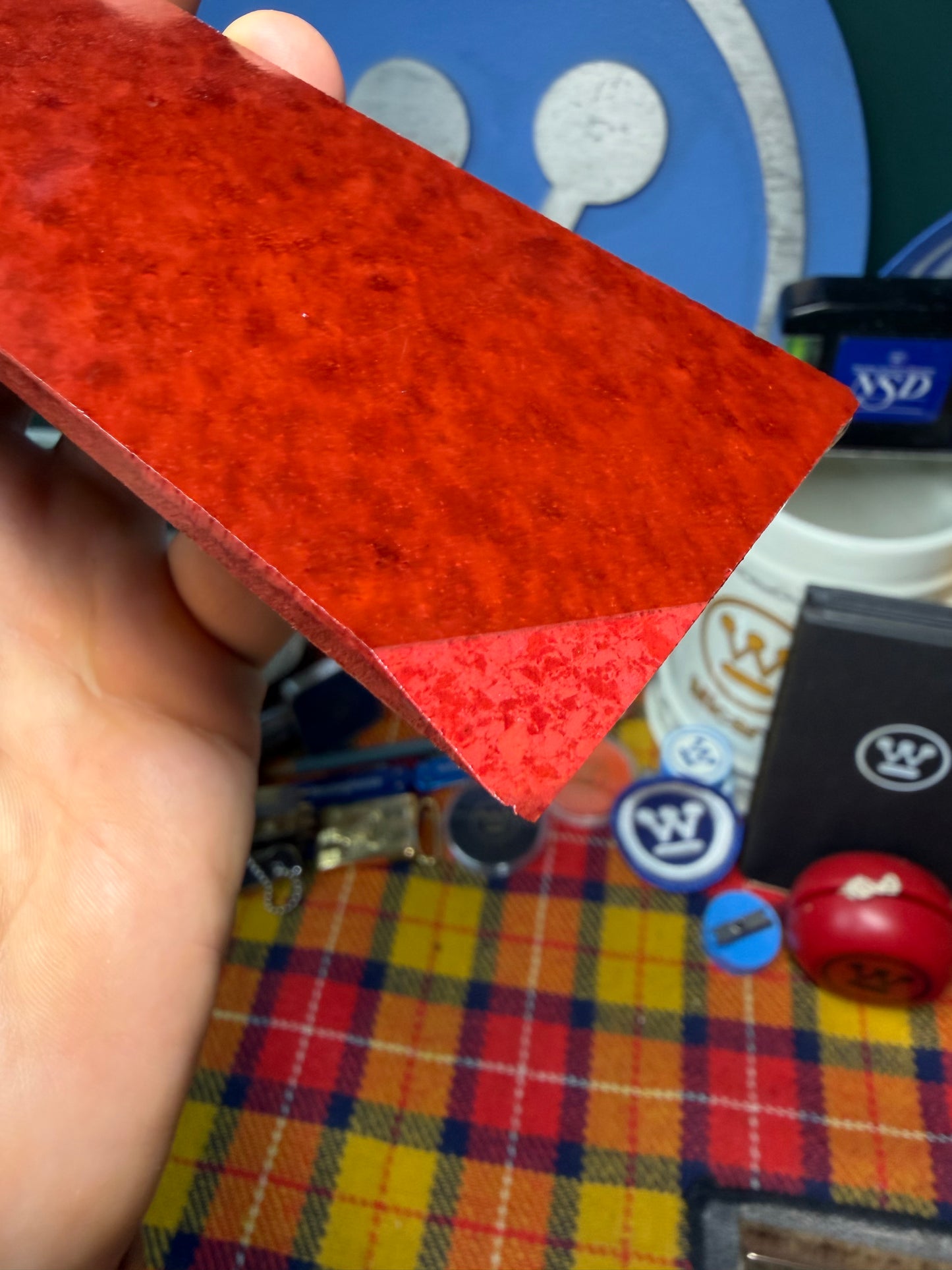 Vintage 2-Tone Speckled Red Bakelite 10 5/8” x 2 3/16” x .15