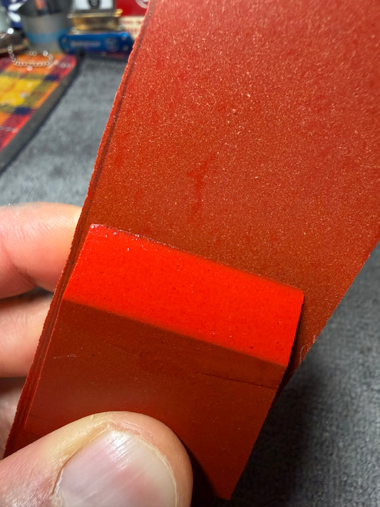 Antique “Strawberry Red” Philite Scales 5" x 1 1/2" x .19