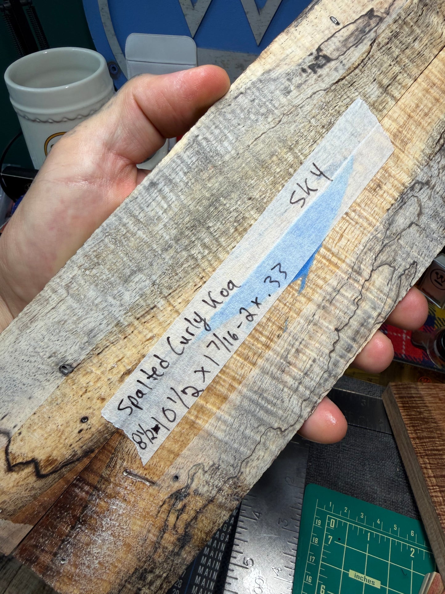 Spalted Curly Koa Scales SK4 8 1/2-10 1/2”x1 7/16-2”x.33