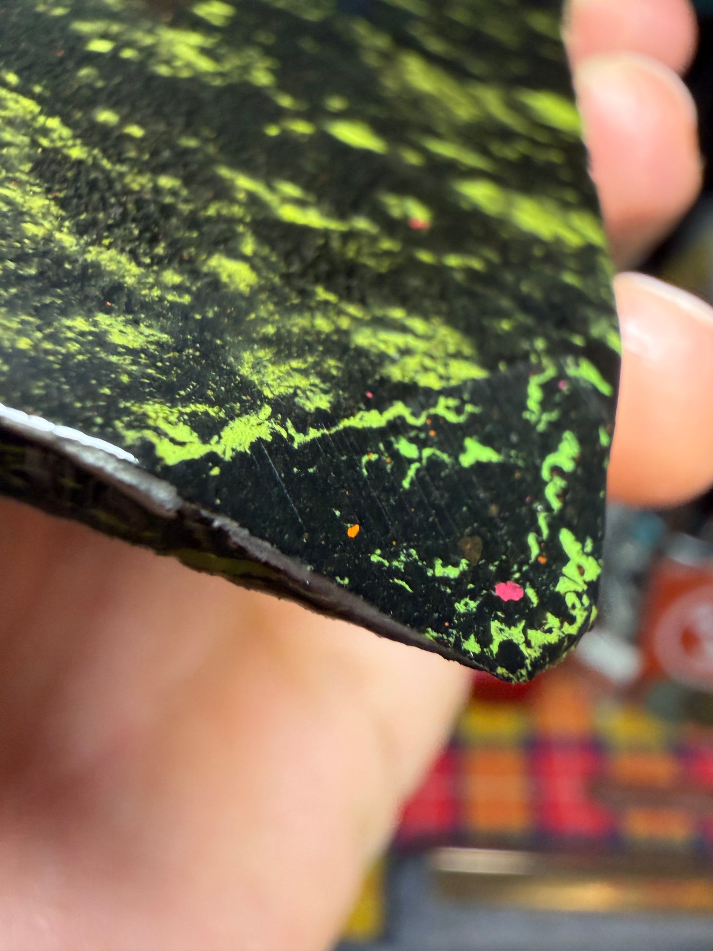 Antique Black/Green Speckled Bakelite 8 1/8”x3 1/4”x.138”