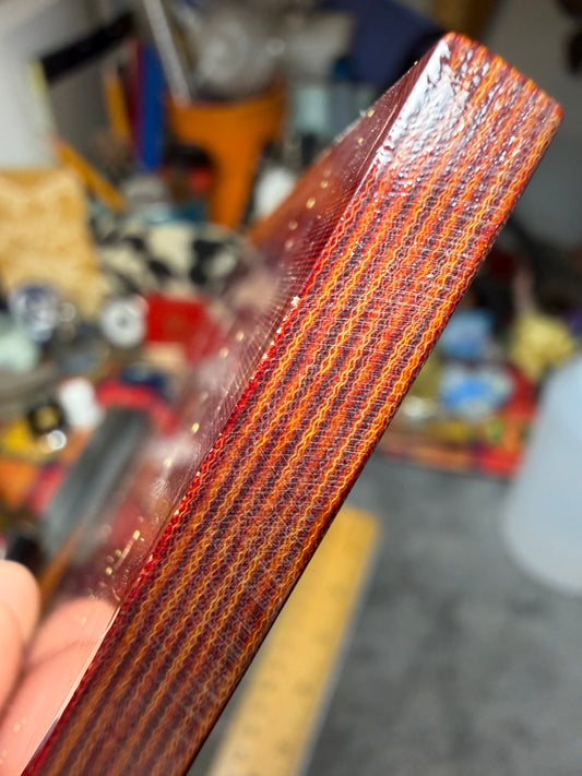 Vintage Westinghouse Layered Linen (Red/Tan) 5 1/8” x 5” x .26”