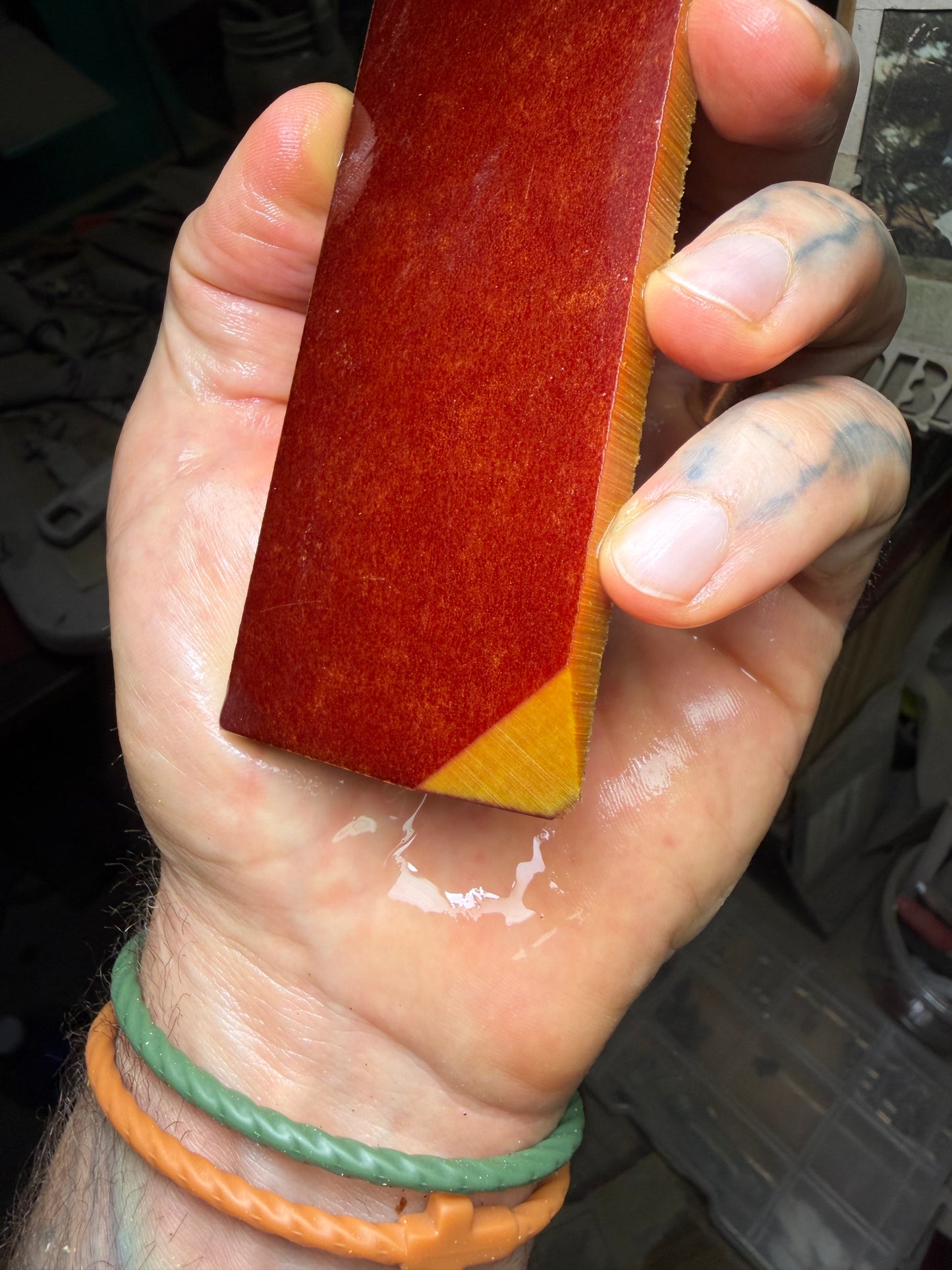 Vintage Bright Butterscotch Paper Micarta 5” x 2 15/16” x .26”