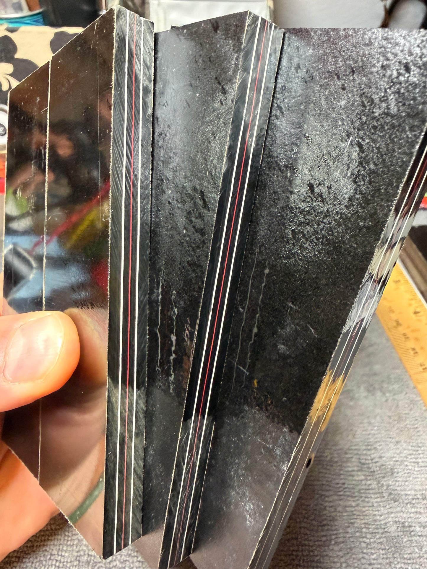 Vintage Allied Signal White/Red Black Paper Micarta Scales 4 15/16” x 1 1/2” x .41”