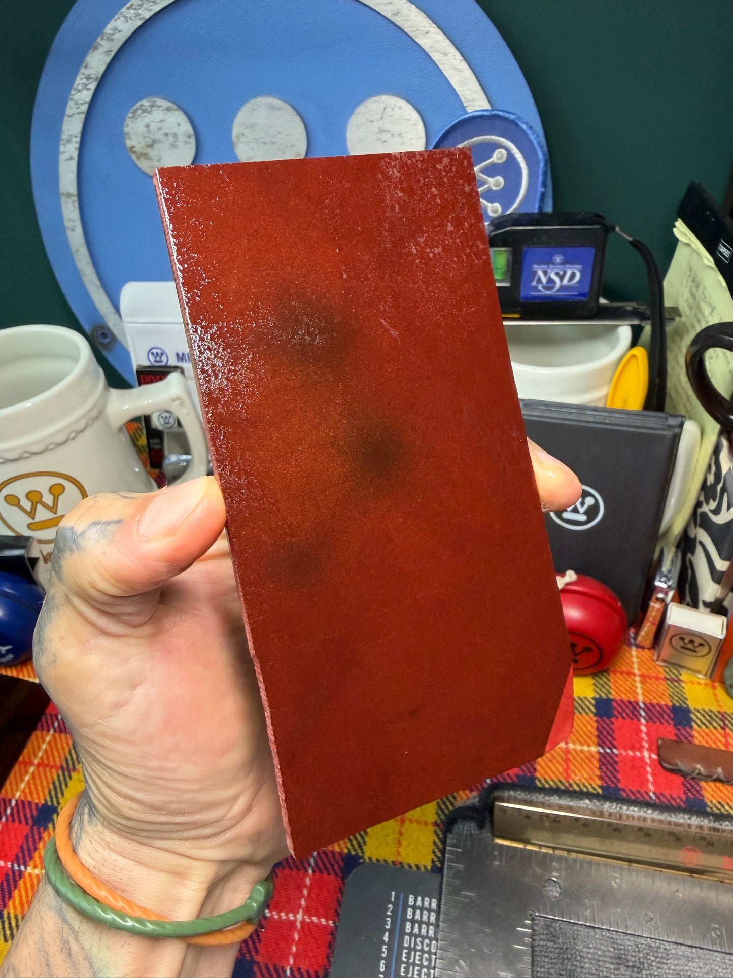 Vintage Red Paper Micarta 5 3/4”x2 15/16”x3/16”