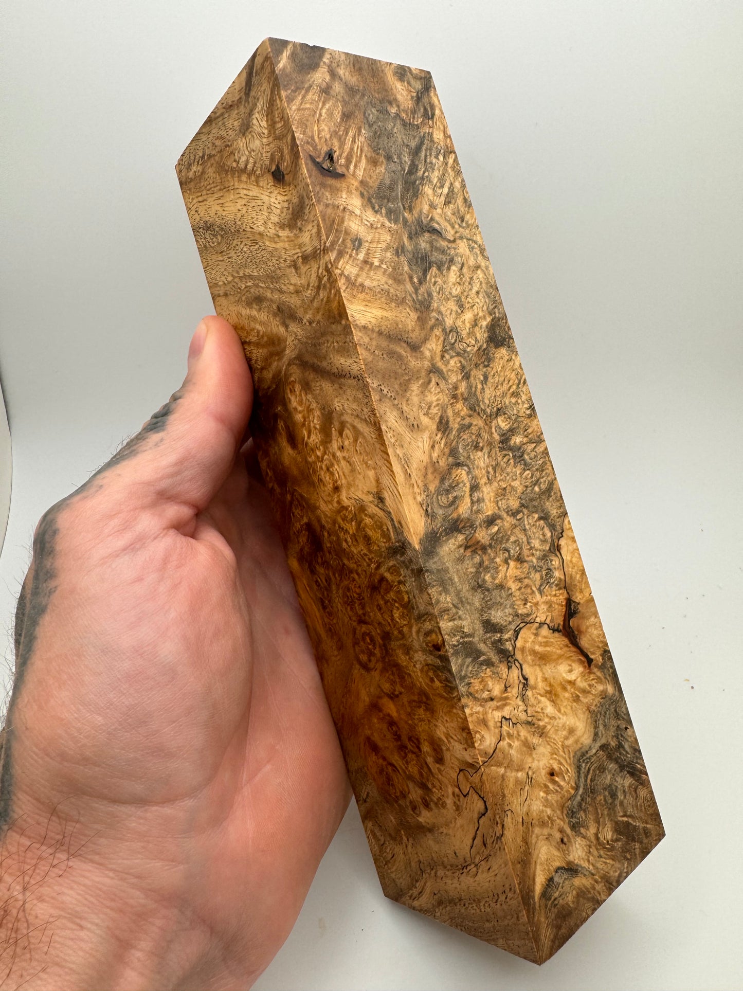 Stabilized Spalted Amboyna Burl Block (2) 7 5/8” x 2” x 1 15/16”