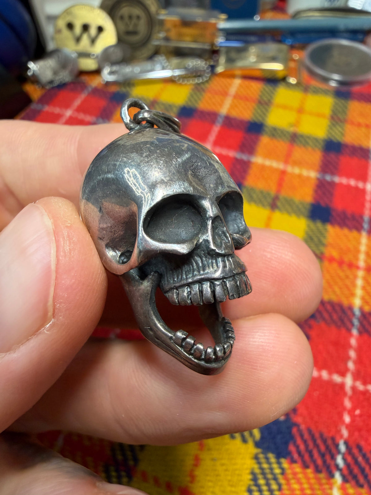 Sterling Silver Skull Stash Box Pendant