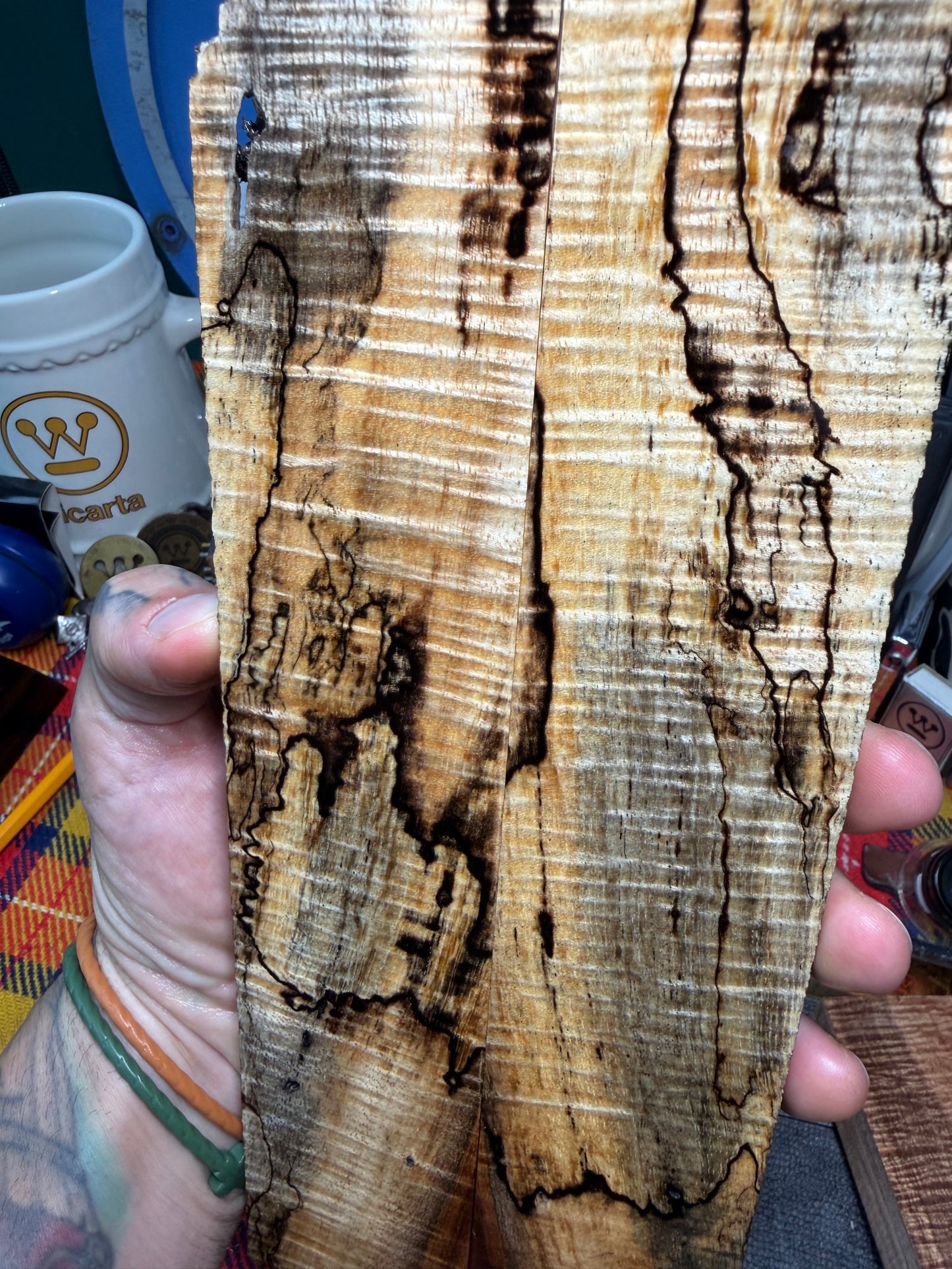 Spalted Curly Koa Scales SK4 8 1/2-10 1/2”x1 7/16-2”x.33