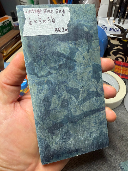 Vintage Blue Rag Micarta BR1A 6”x3”x3/8”