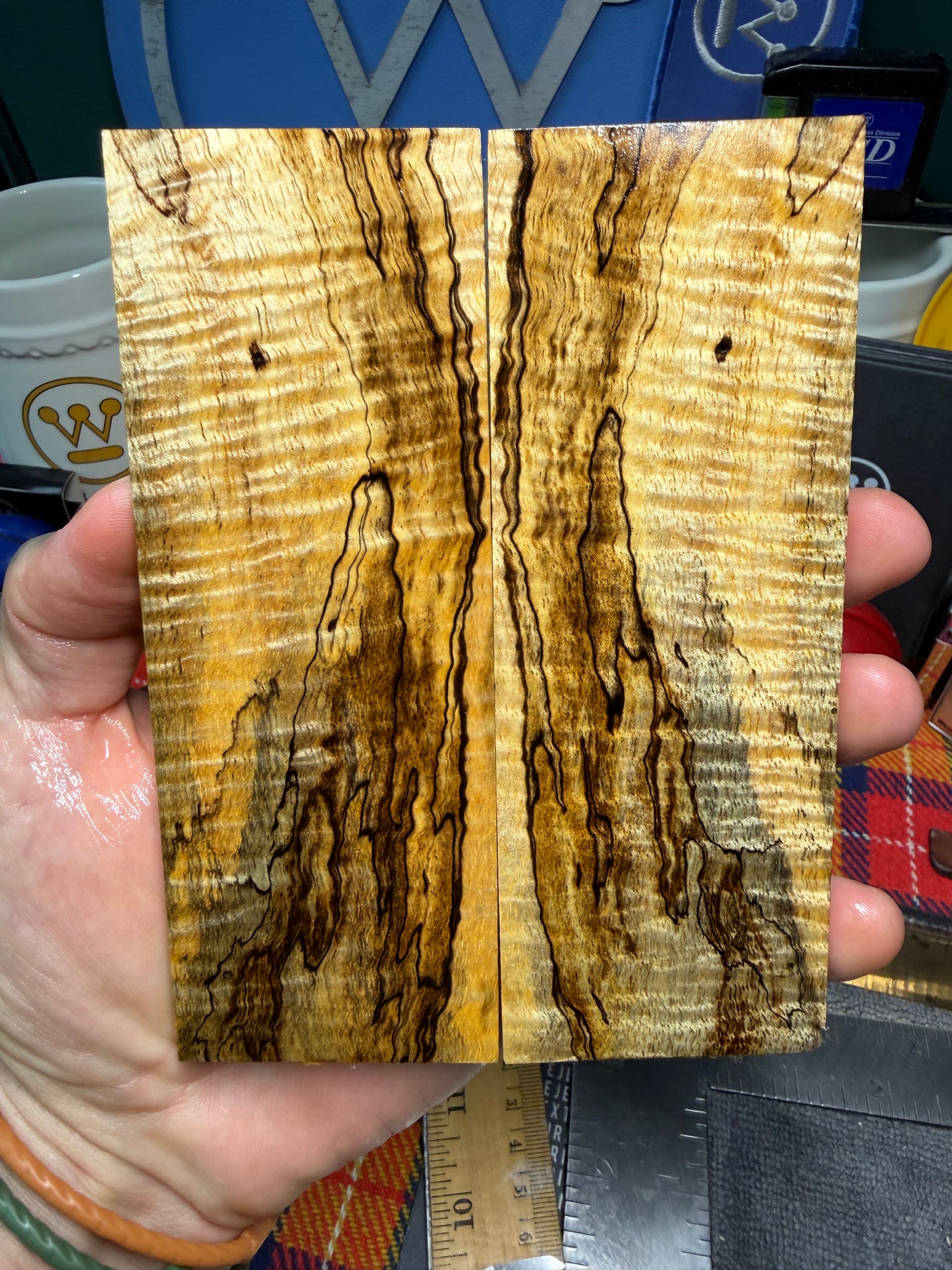 Spalted Curly Koa Scales SK2 5 3/4”x2”x3/8”