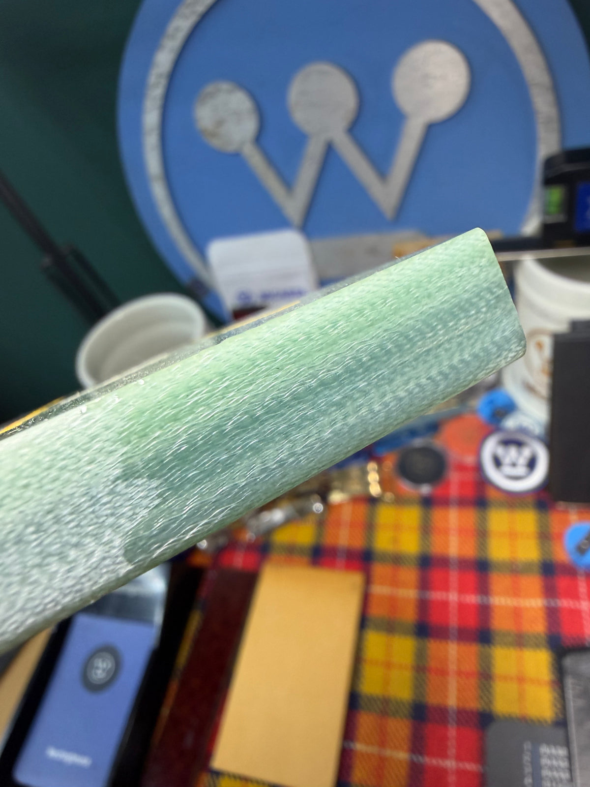 1980s NVF Small Weave Blueish Green G10 4 15/16”x3 1/16”x1/2”