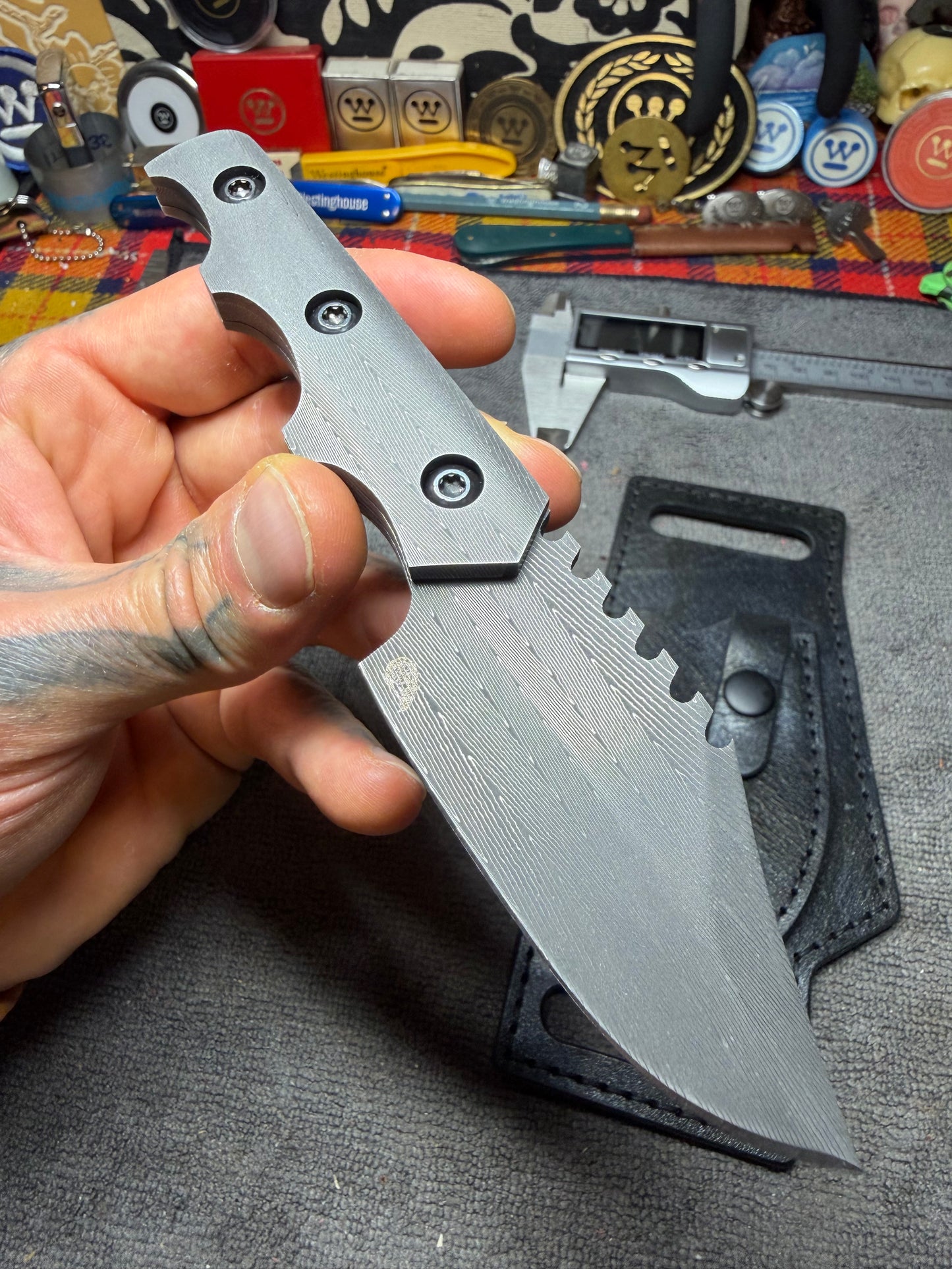 Vegas Forge Stainless Herringbone HawkEye Bowie