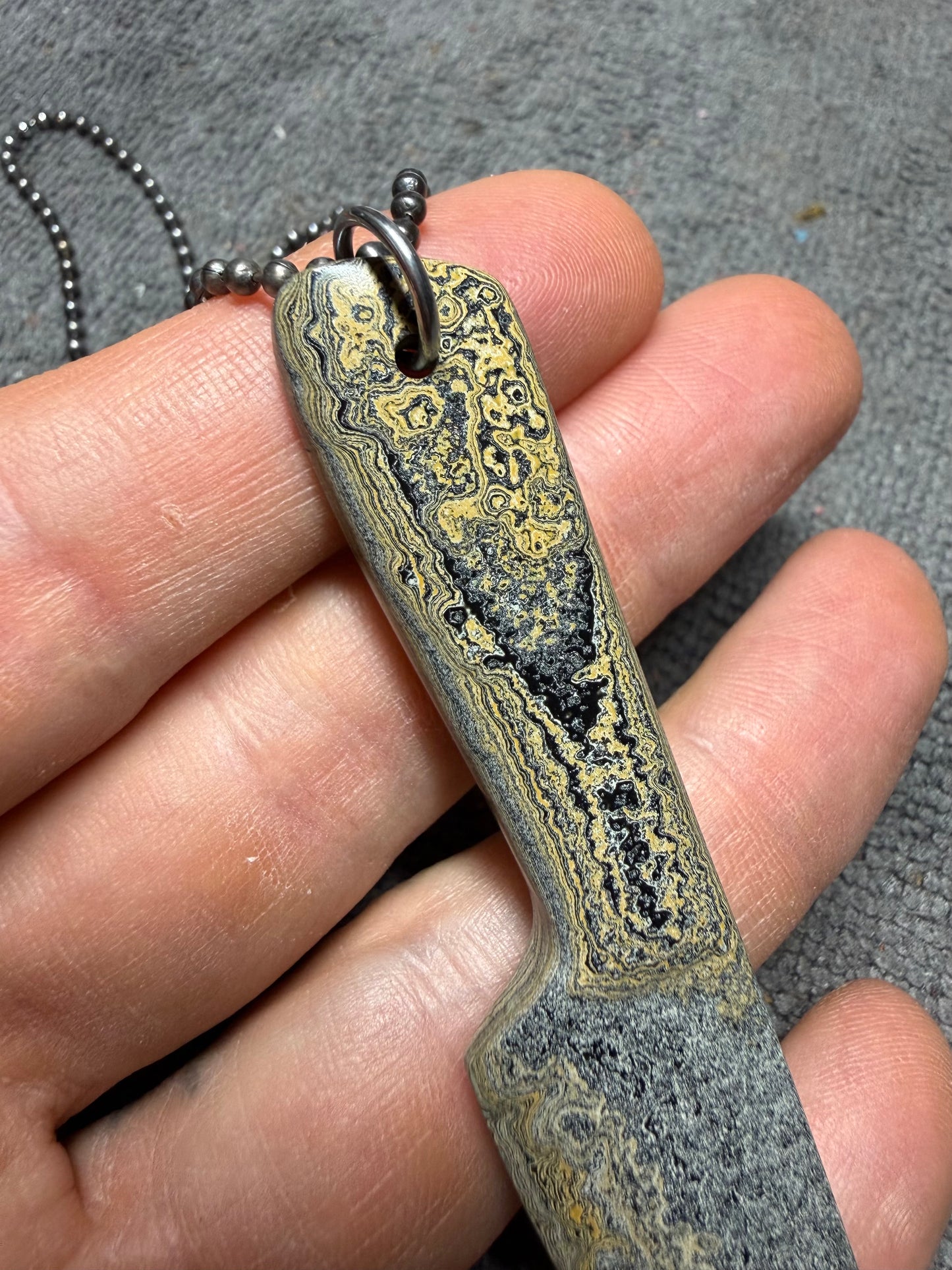 Handmade Caterpillar Fordite Pendant