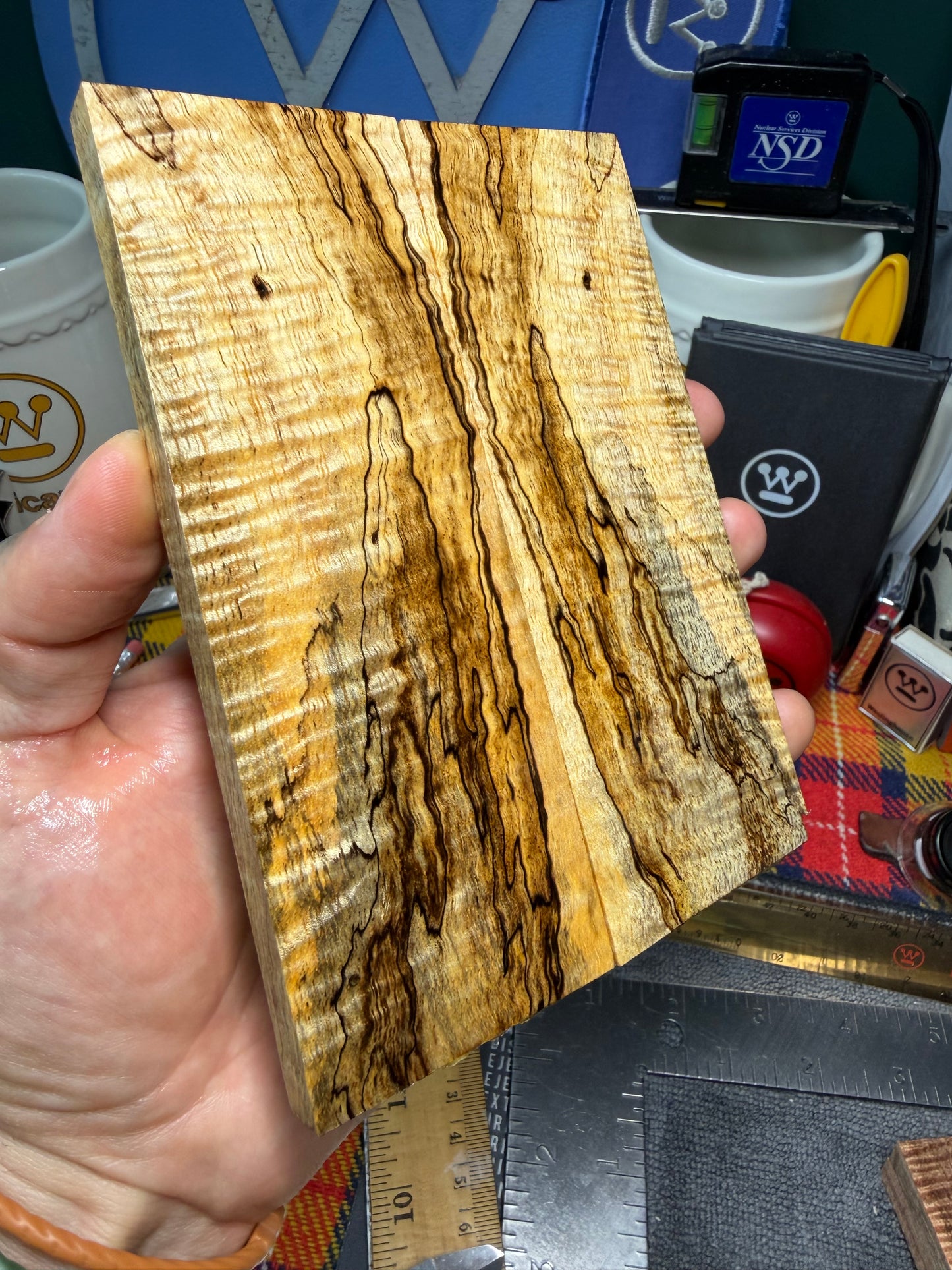 Spalted Curly Koa Scales SK2 5 3/4”x2”x3/8”