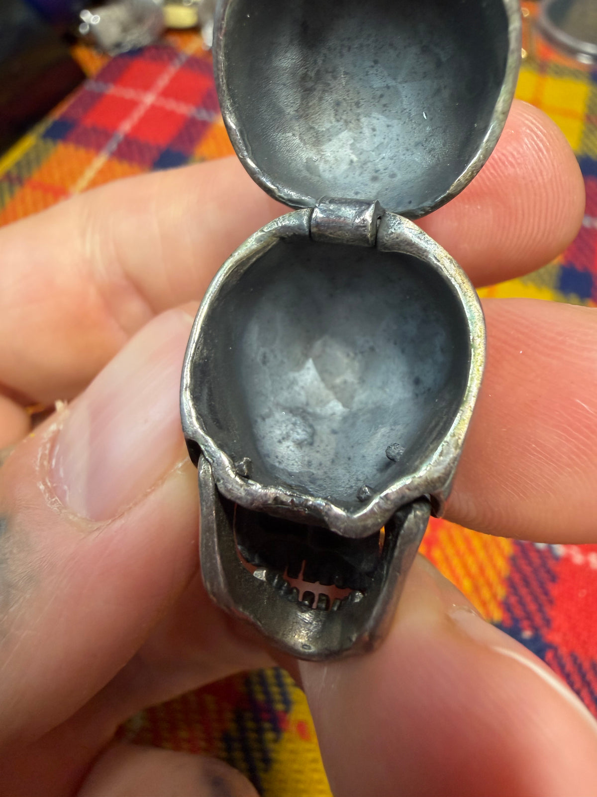 Sterling Silver Skull Stash Box Pendant