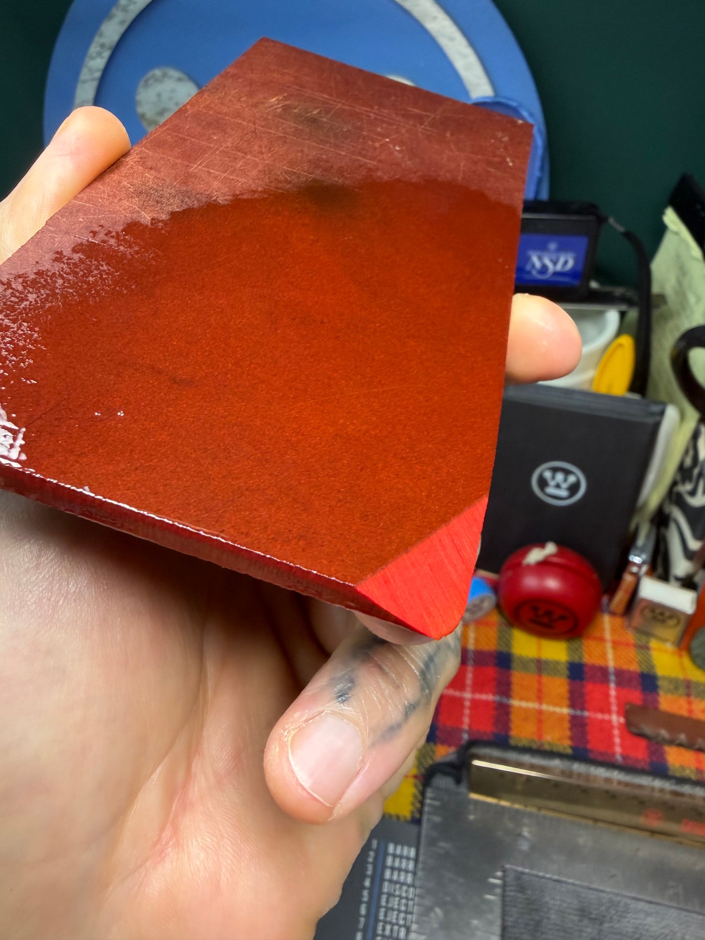 Vintage Red Paper Micarta 5 3/4”x2 15/16”x3/16”