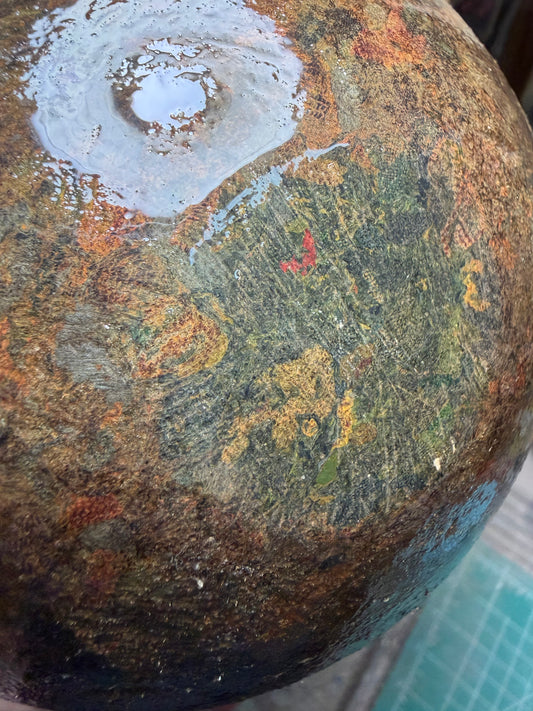 Vintage German Multicolor Rag Micarta Full 6” Diameter Ball