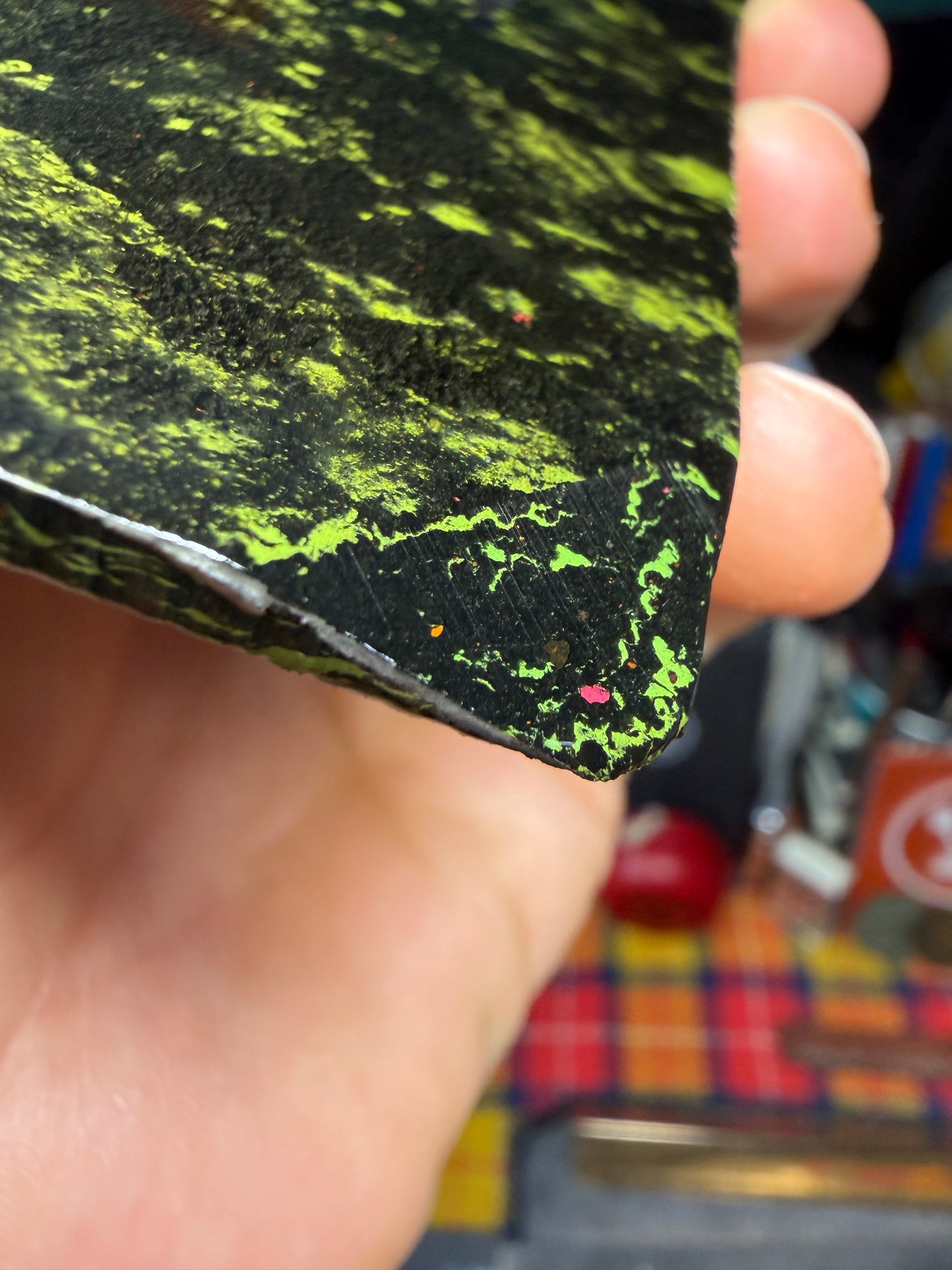 Antique Black/Green Speckled Bakelite 8 1/8”x3 1/4”x.138”