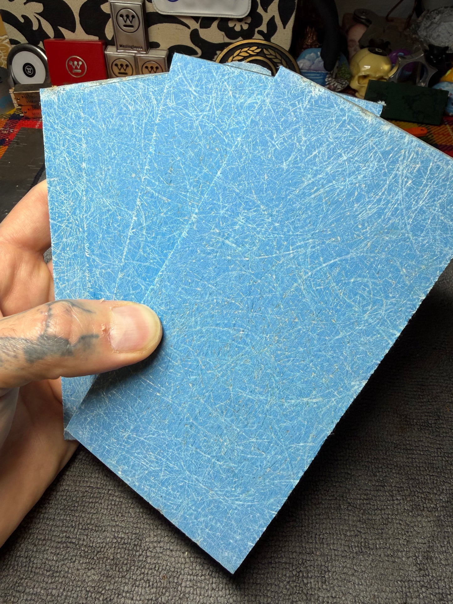 Vintage Bright Blue Layered Spun Glass 5” x 2 15/16” x 1/4”