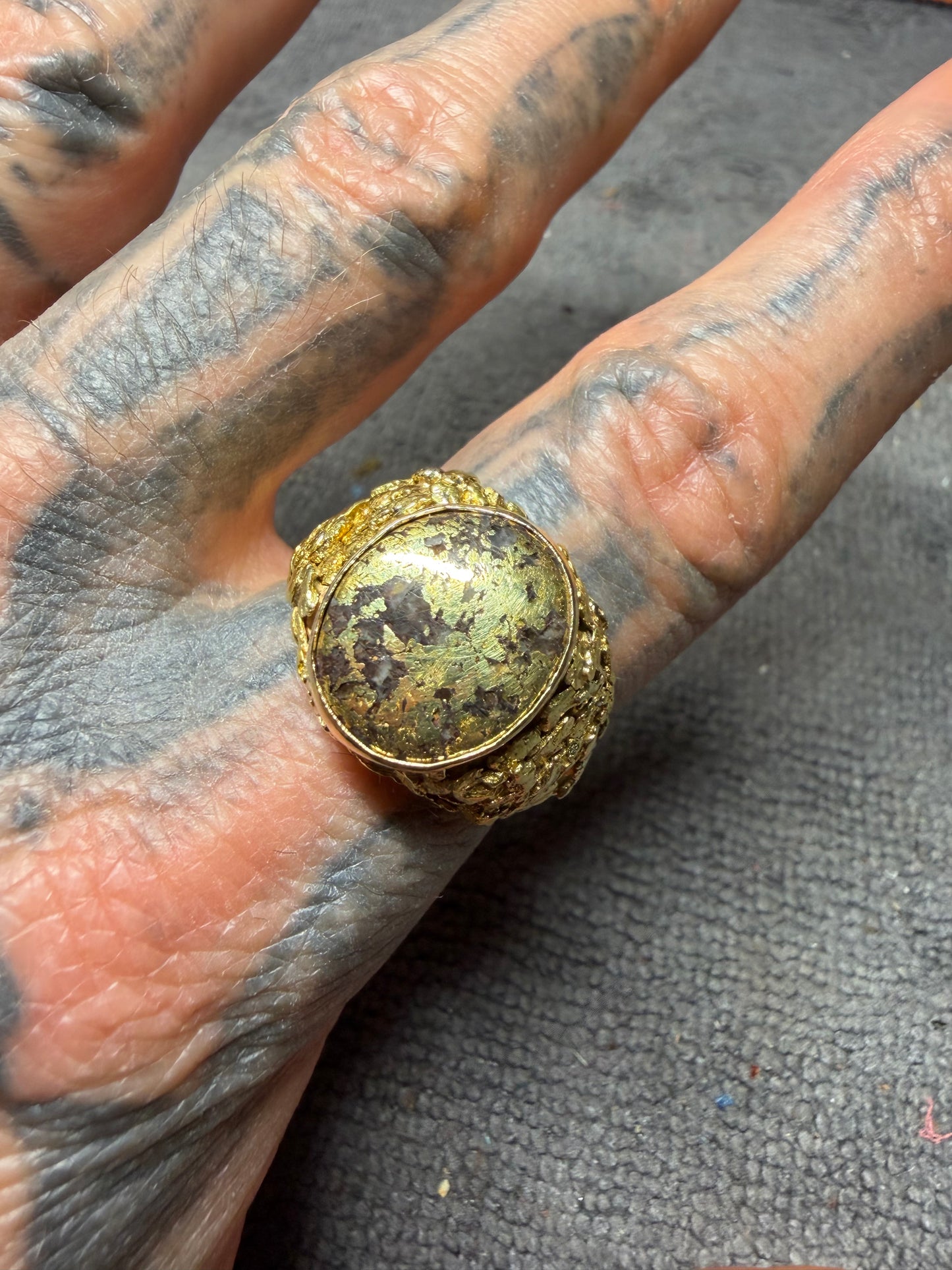 Custom 14kt-24kt Gold Cowboy Ring Size 10 1/2 (26.52 grams)