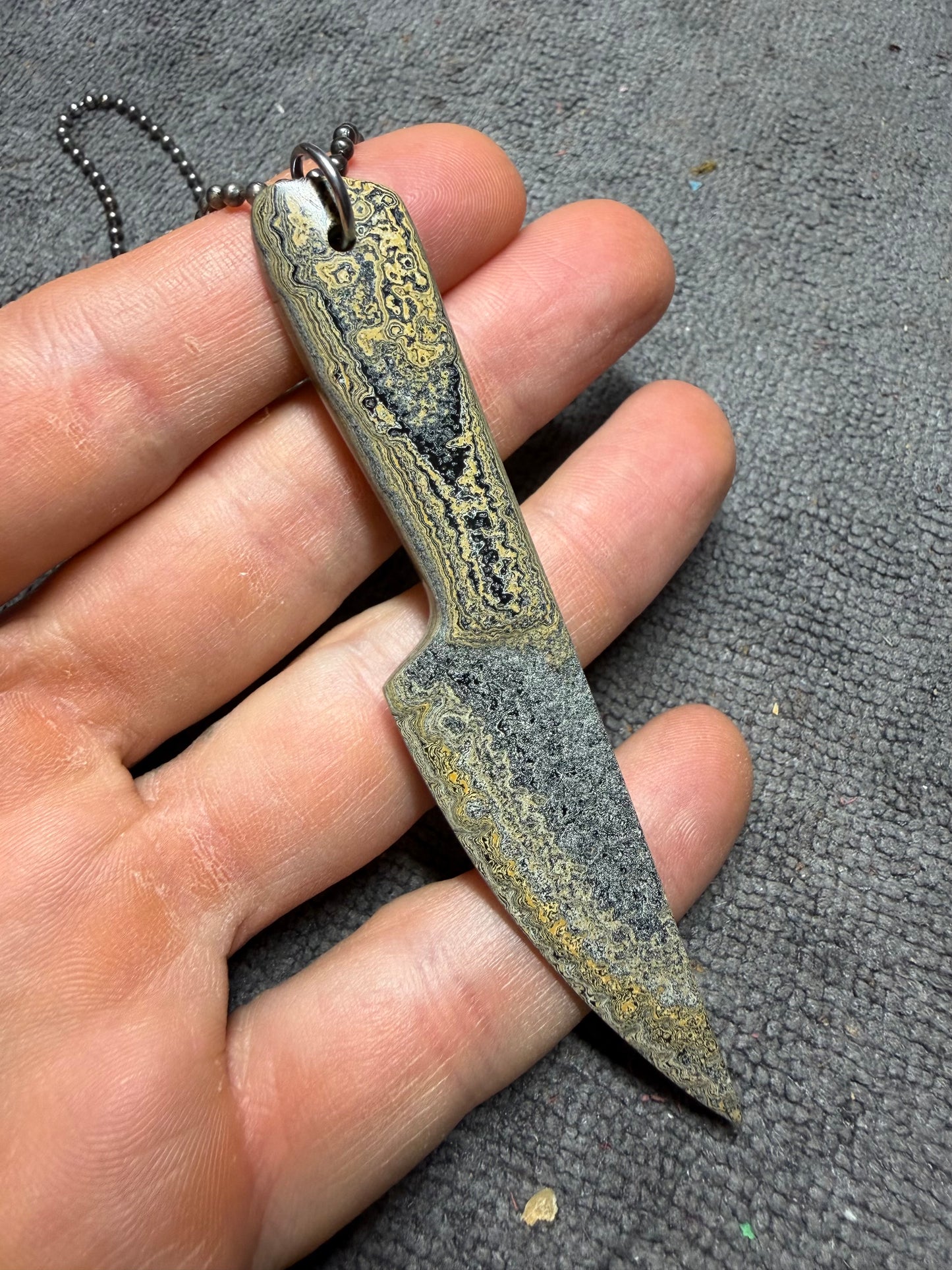 Handmade Caterpillar Fordite Pendant