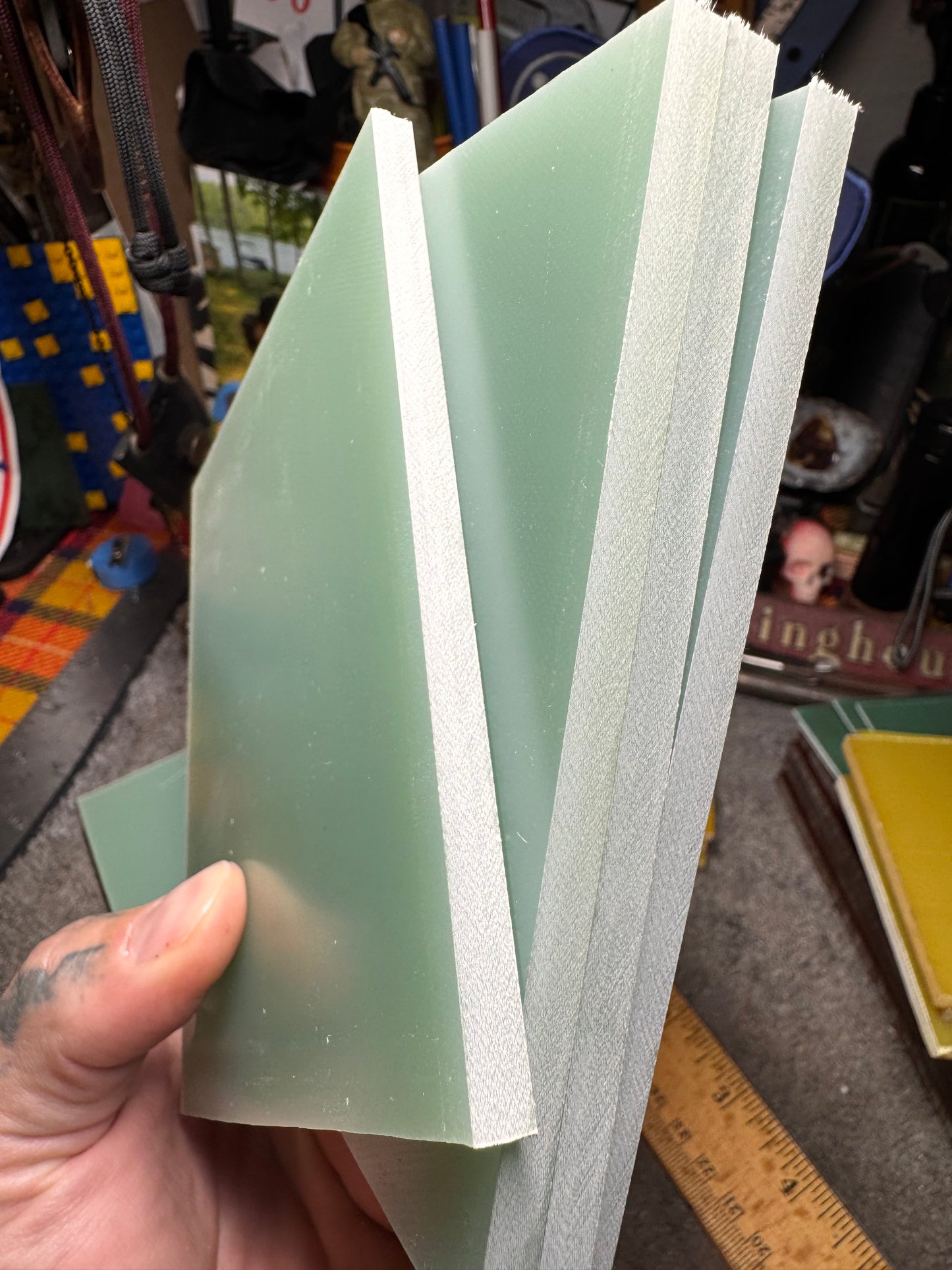 Vintage Seafoam G10 5” x 4 1/4” x 1/4”