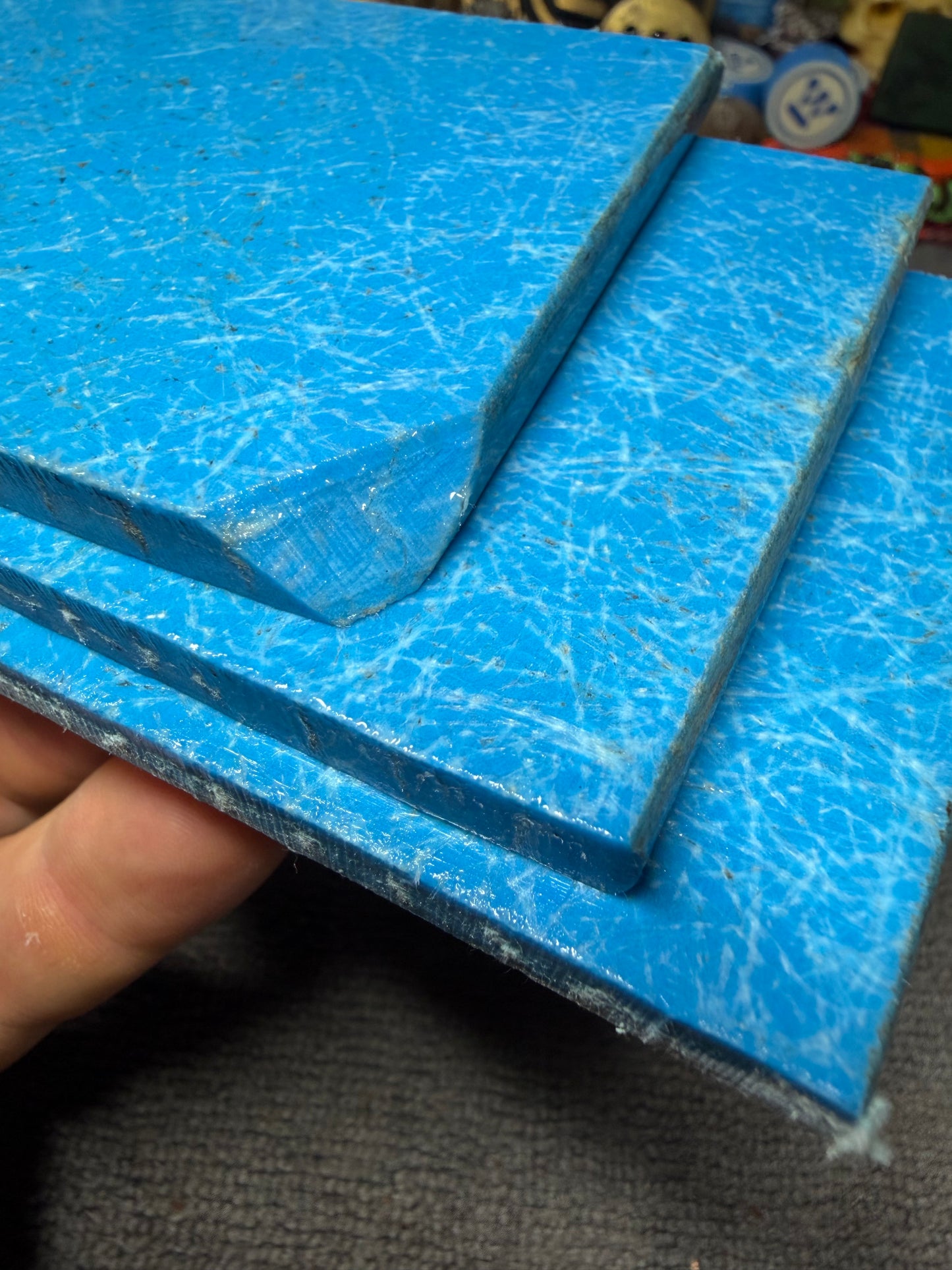 Vintage Bright Blue Layered Spun Glass 5” x 2 15/16” x 1/4”