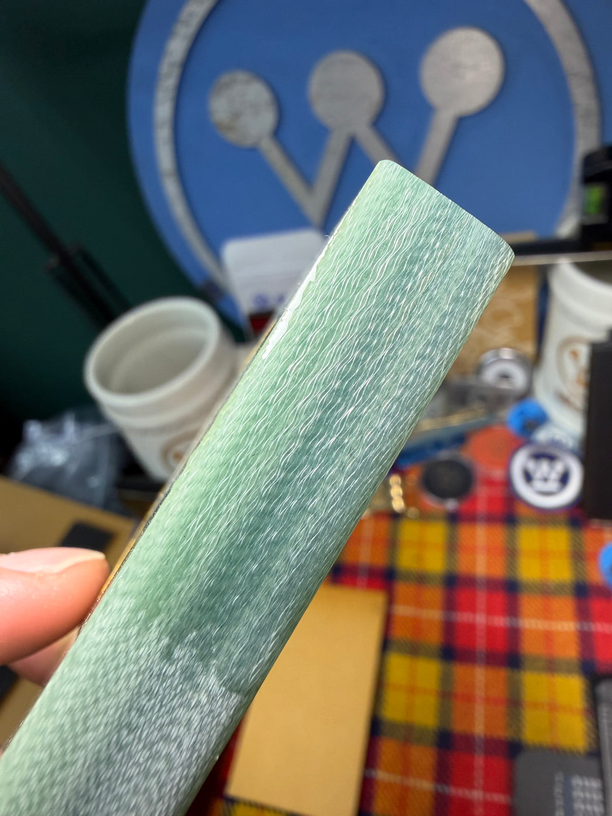 1980s NVF Small Weave Blueish Green G10 4 15/16”x3 1/16”x1/2”