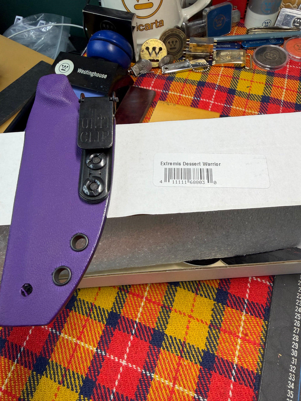 Half Face Blades Dessert Warrior Extremis Fixed Blade Knife Pink G10 (3.5" Blue) #13/50