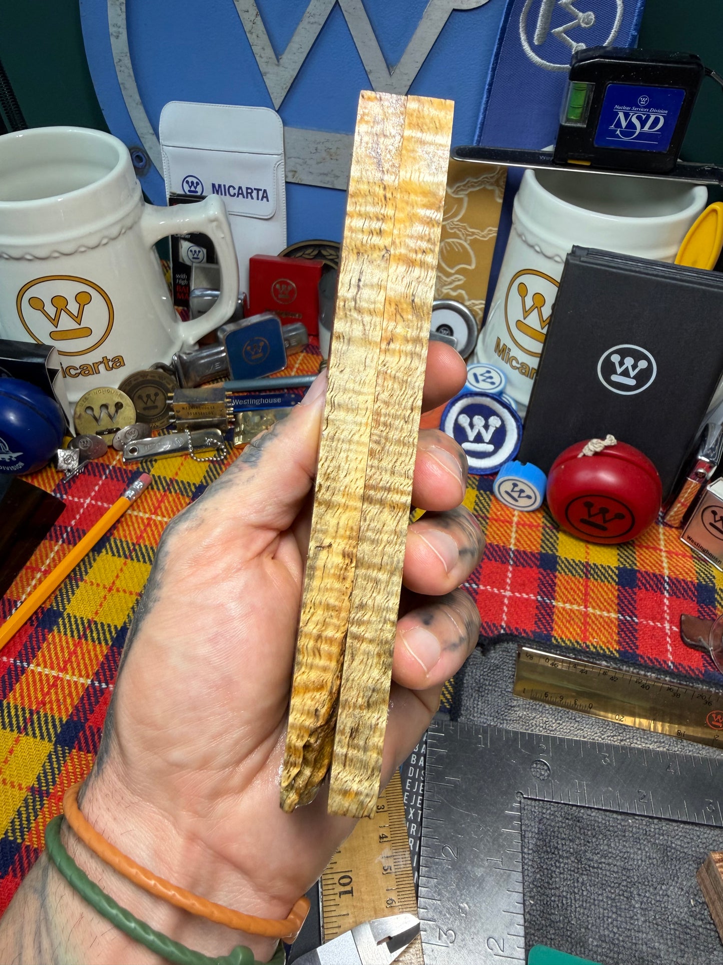 Spalted Curly Koa Scales SK2 5 3/4”x2”x3/8”