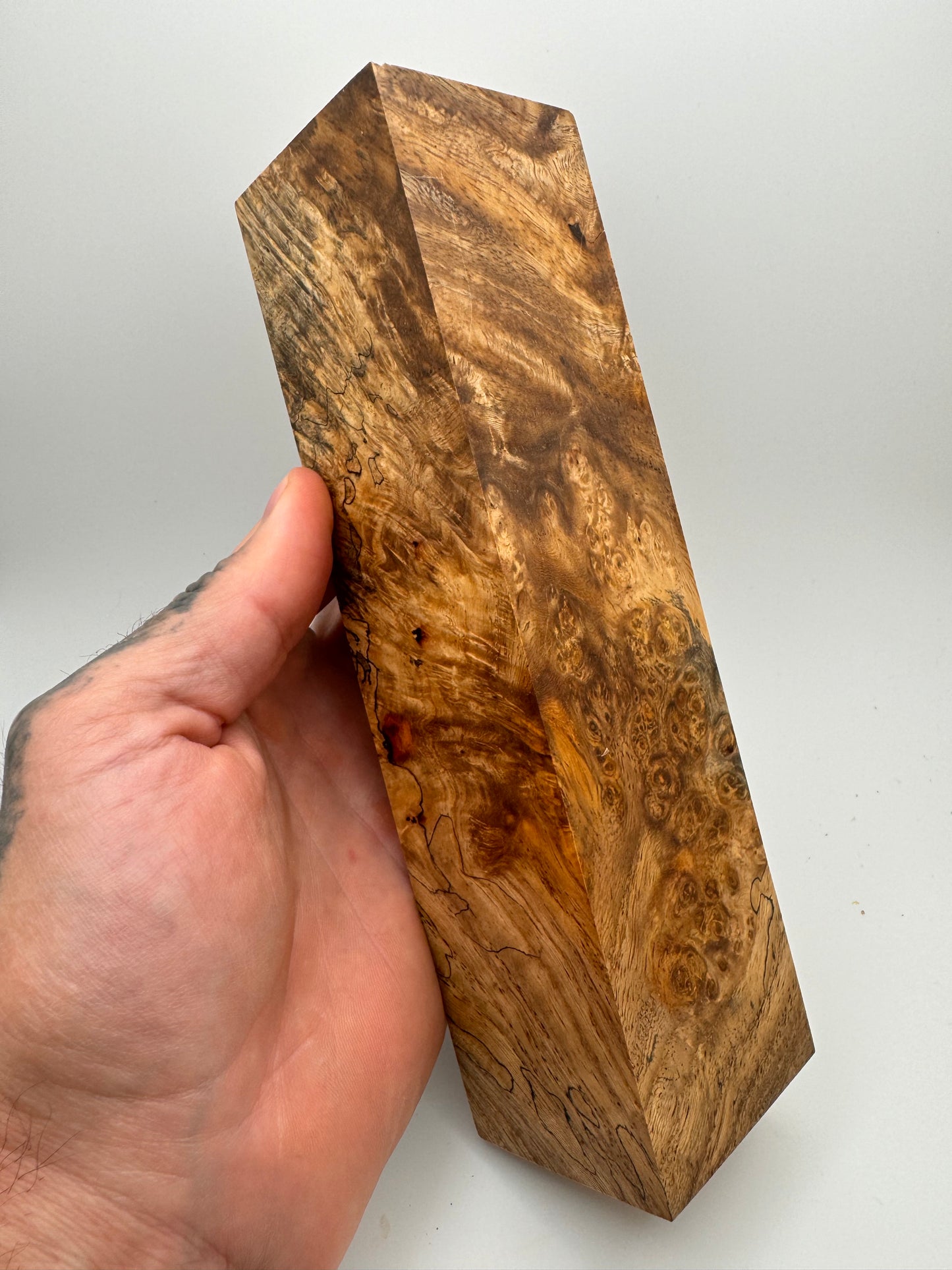 Stabilized Spalted Amboyna Burl Block (2) 7 5/8” x 2” x 1 15/16”